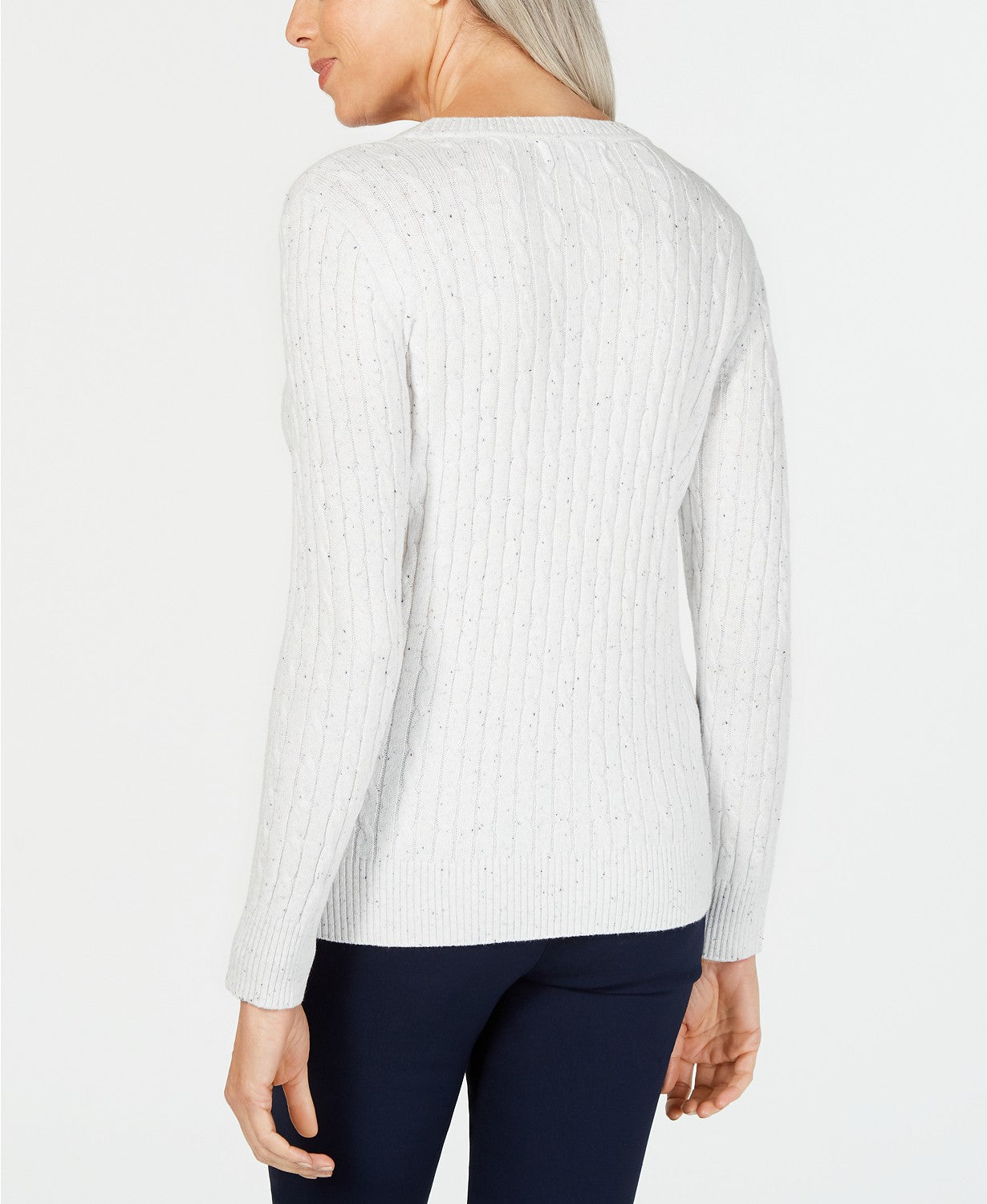 Karen Scott Women's Cable-Knit Sweater Natural Size Medium