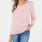Karen Scott Women's Cable-Knit Scoop-Neck Sweater Pink Size Medium