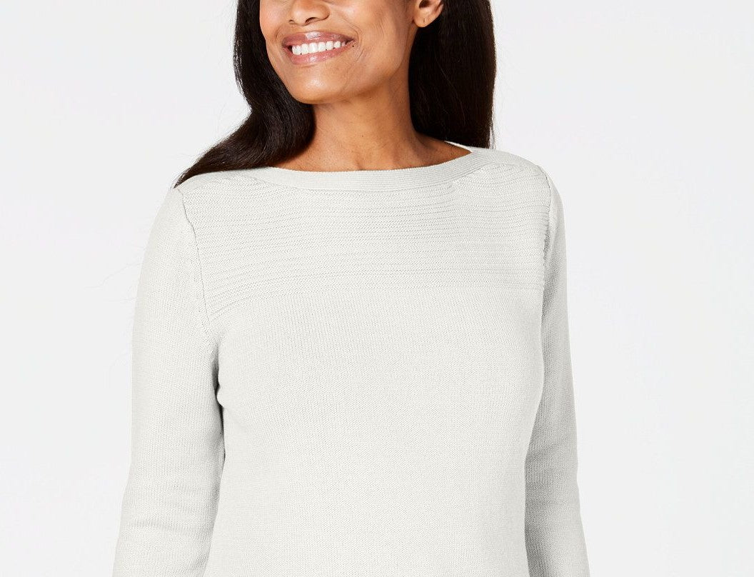 Karen Scott Women's Cotton Boat-Neck Sweater White Size X-Large