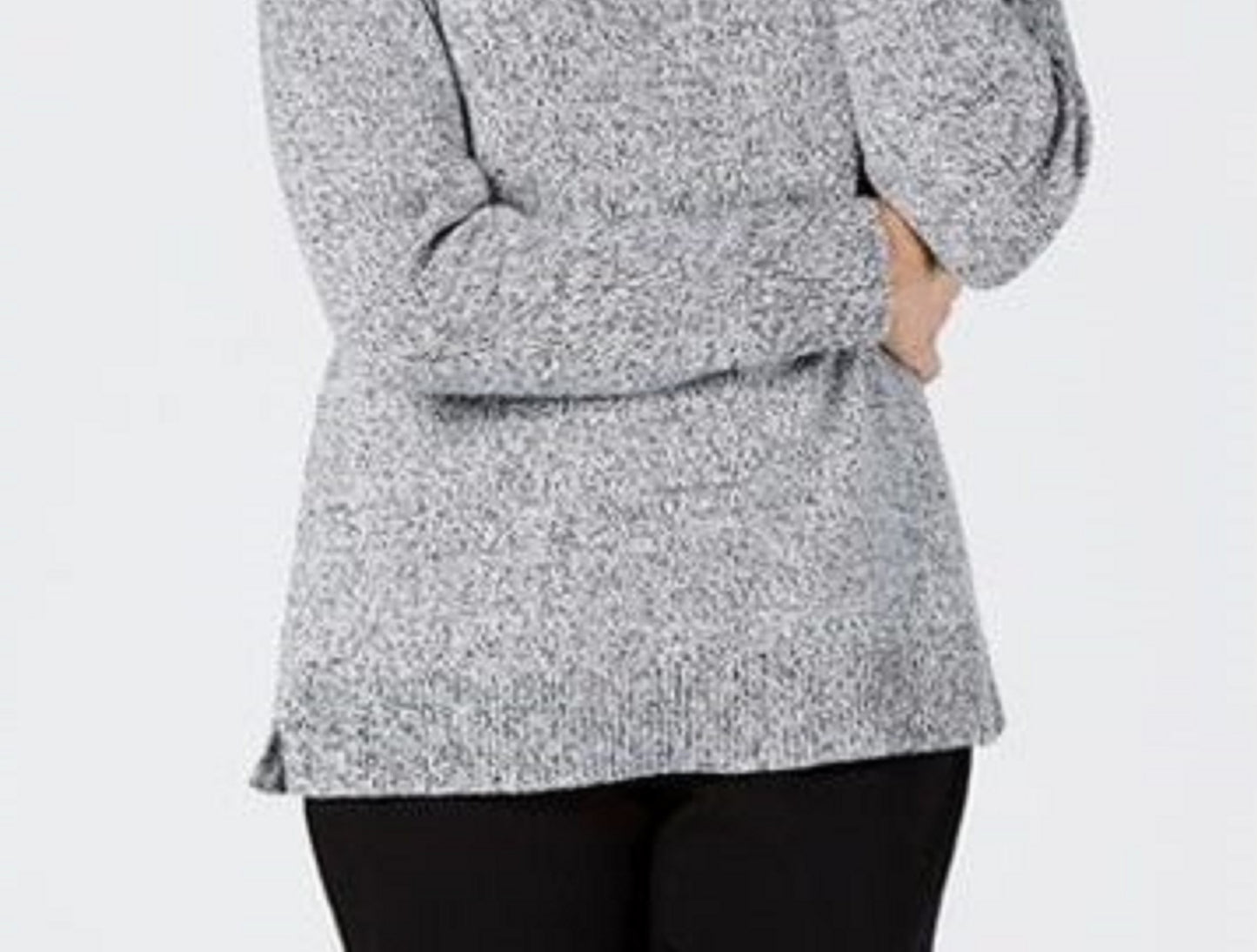 Karen Scott Women's Plus Size Marled Cotton Shawl-Collar Sweater Gray Size 1X