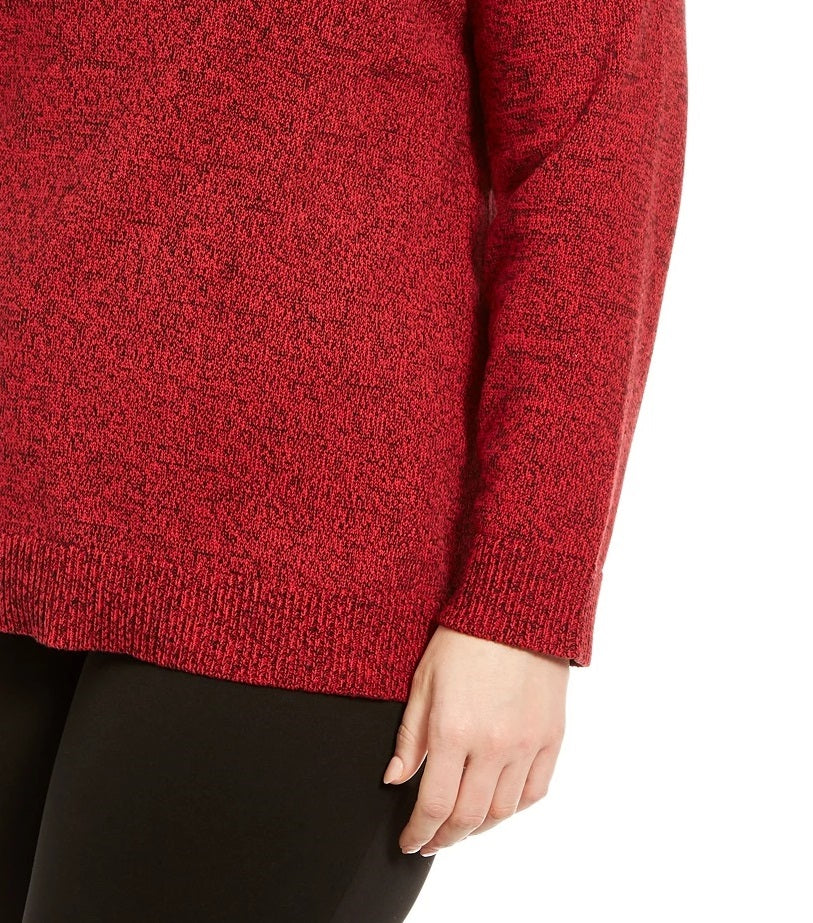 Karen Scott Women's Plus Size Marled Cotton Shawl-Collar Sweater Bright Red Size 3X