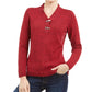 Karen Scott Women's Cotton Marled Henley Sweater Bright Red Size Large