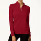 Karen Scott Women's Cotton Zip Neck Sweater Bright Red Size X-Small