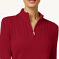 Karen Scott Women's Cotton Zip Neck Sweater Bright Red Size X-Small