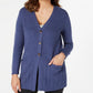 Karen Scott Women's Mixed Stitch Button Front Cardigan Navy Size X-Large