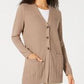 Karen Scott Women's Mixed Stitch Button Front Cardigan Brown Size X-Large