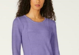 Karen Scott Women's Patchwork-Stitch Pullover Sweater Purple Size Medium