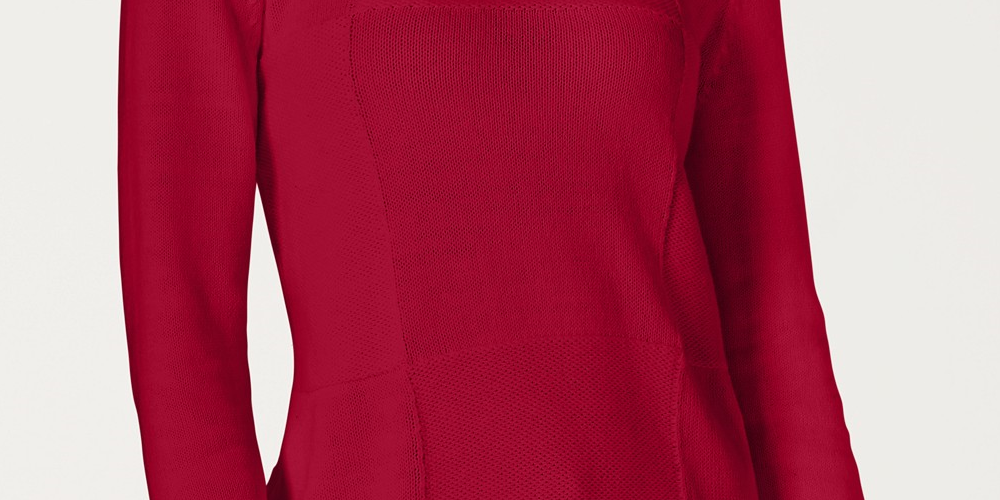Karen Scott Women's Patchwork Stitch Pullover Sweater Red Size X-Small