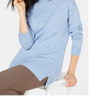 Karen Scott Women's Mock-Neck Shimmer Sweater Navy Size Medium