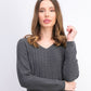 Karen Scott Women's Cotton Mixed-Stitch Sweater Charcoal Size Small