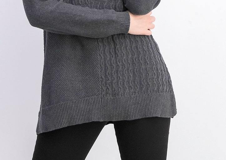 Karen Scott Women's Cotton Mixed-Stitch Sweater Charcoal Size X-Small