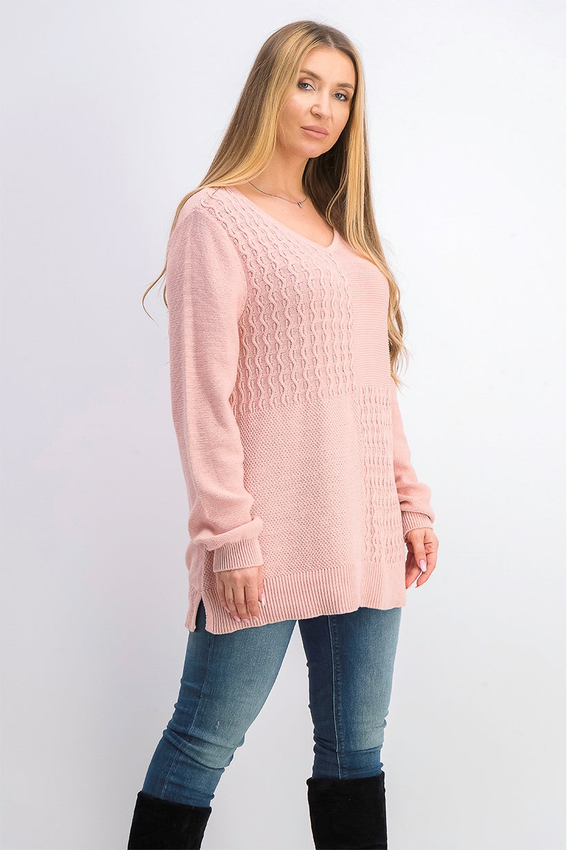 Karen Scott Women's Cotton Mixed-Stitch Sweater Pink Size XX-Large