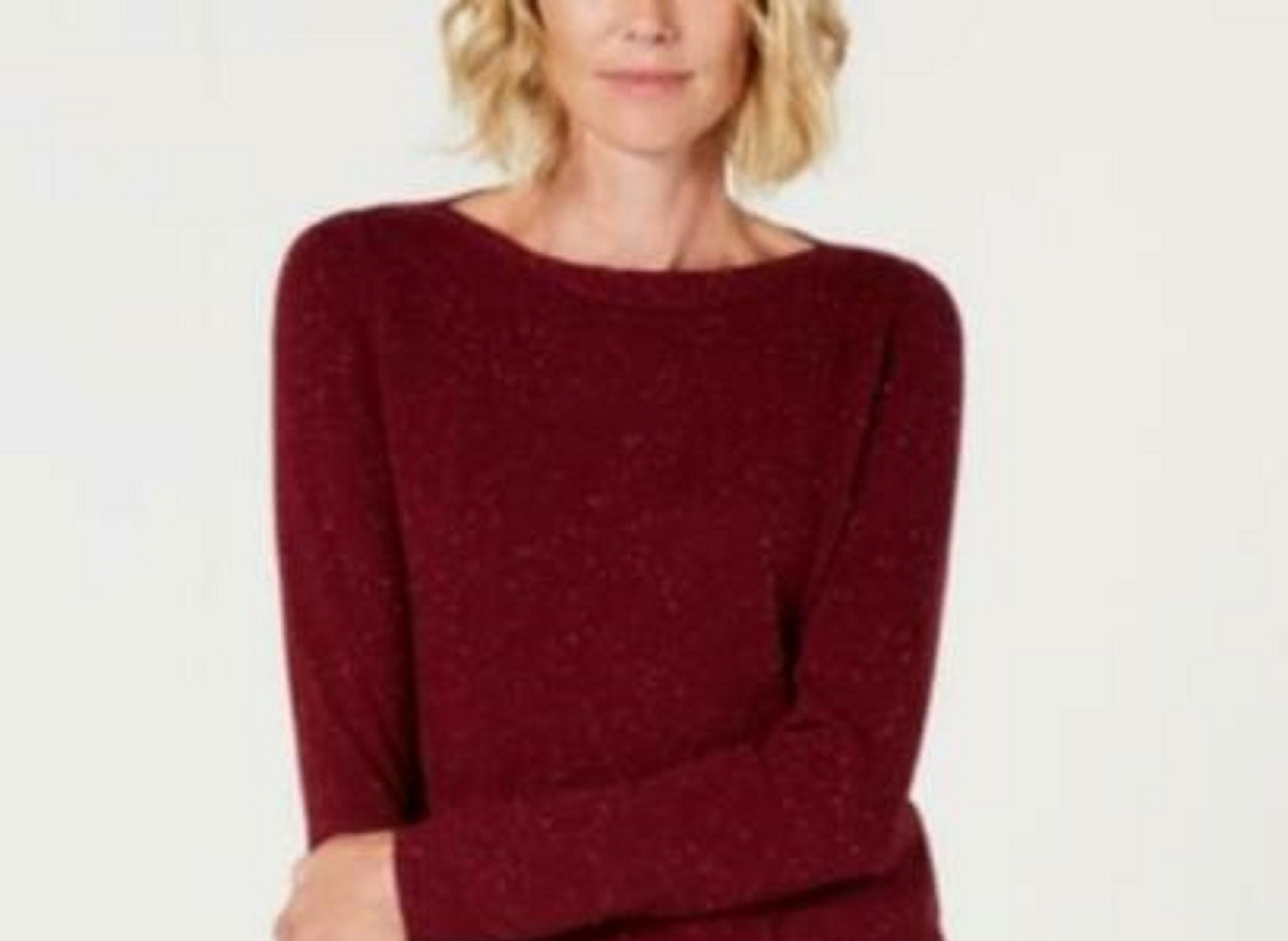 Karen Scott Women's Textured Tunic Sweater Red Size Small