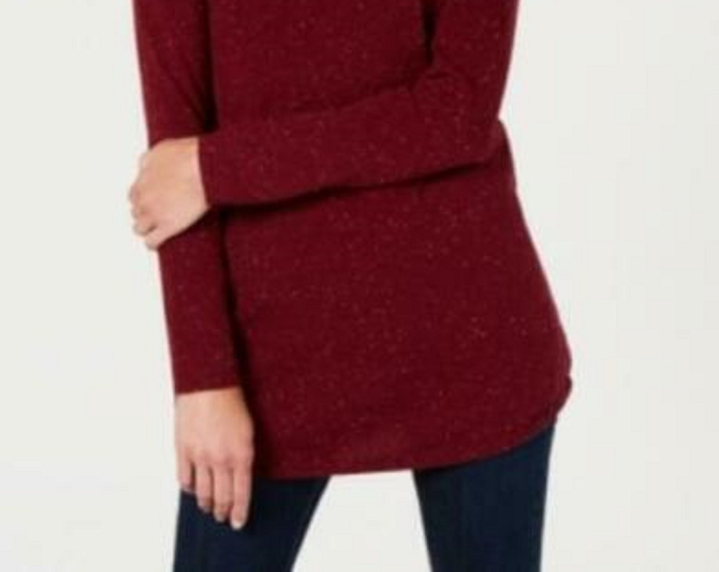 Karen Scott Women's Textured Tunic Sweater Red Size Small