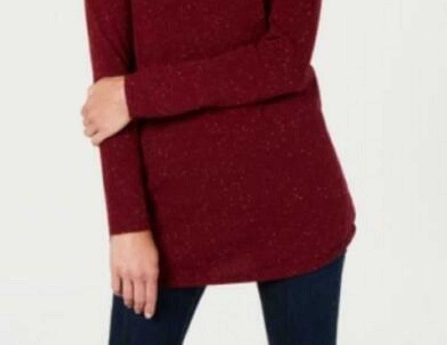 Karen Scott Women's Textured Tunic Sweater Red Size Extra Large