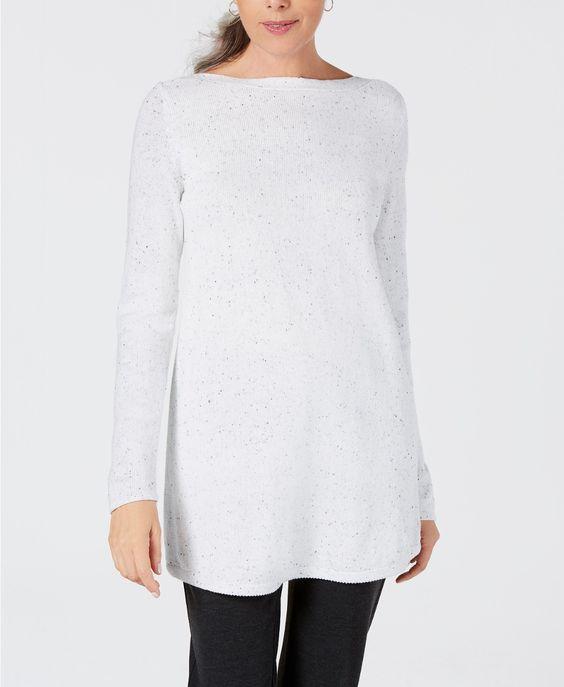 Karen Scott Women's Textured Tunic Sweater Natural Size Small