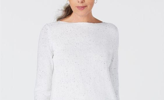 Karen Scott Women's Textured Tunic Sweater Natural Size Small