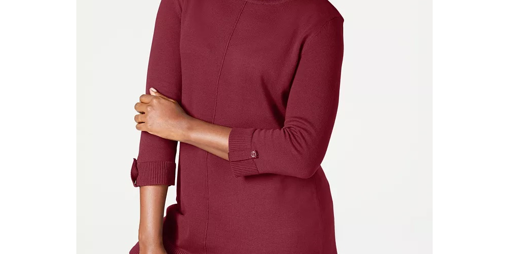 Karen Scott Women's Cotton Sweater Red Size Large