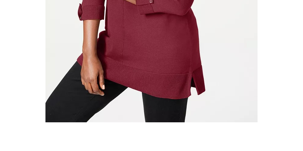 Karen Scott Women's Cotton Sweater Red Size Large