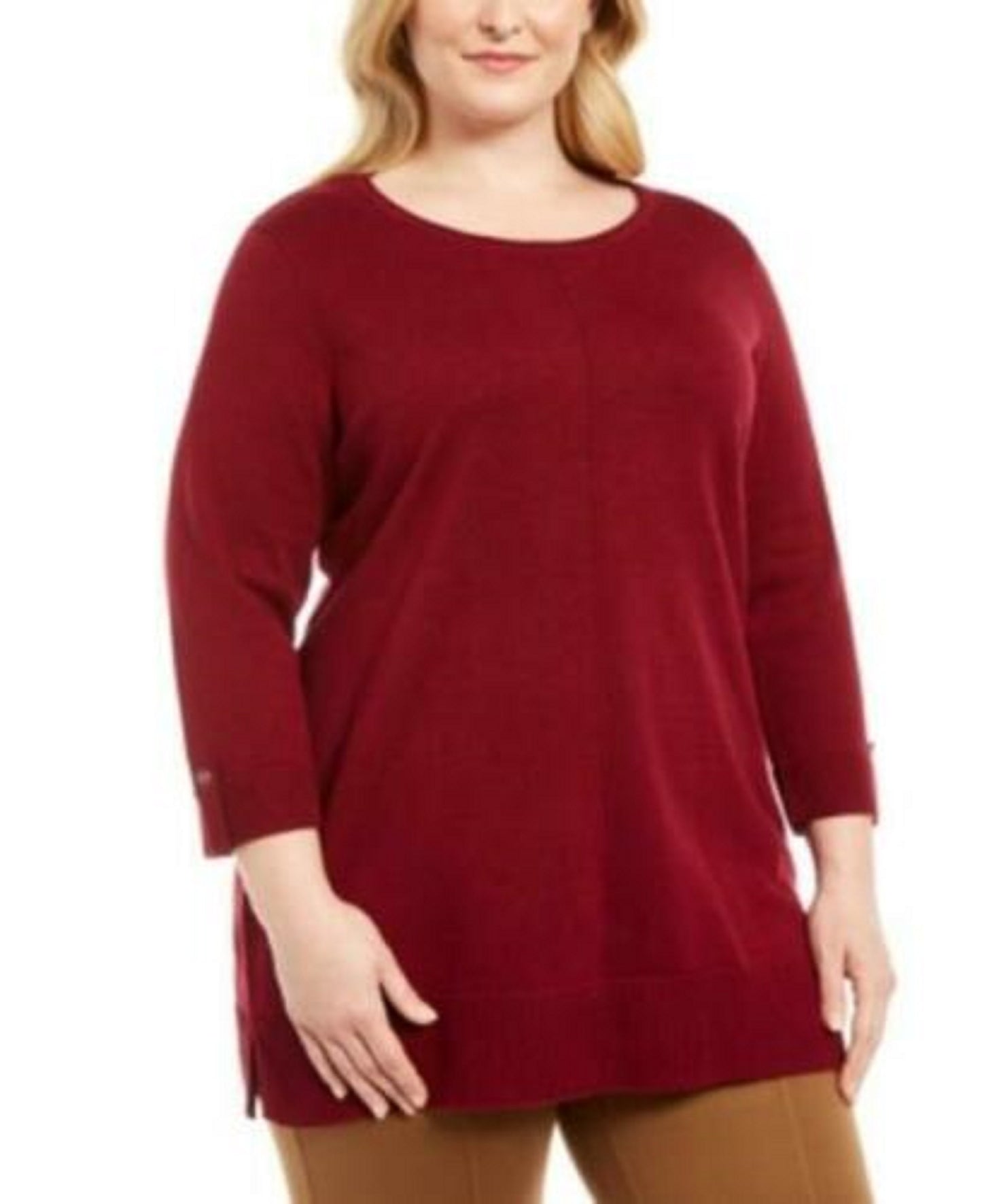 Karen Scott Women's Plus Size Cotton Roll-Neck Sweater Red Size 1X
