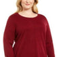 Karen Scott Women's Plus Size Cotton Roll-Neck Sweater Red Size 1X