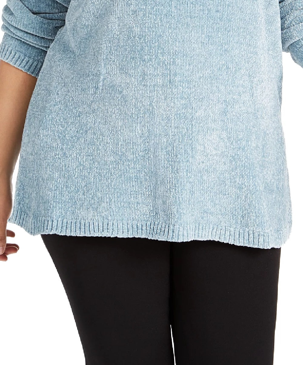 Karen Scott Women's Plus Size Boat-Neck Chenille Sweater Blue Size 3X