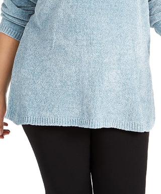 Karen Scott Women's Plus Size Boat-Neck Chenille Sweater Blue Size 3X