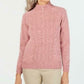 Karen Scott Women's Petite Mock-Neck Cable-Knit Sweater  Pink Size PM