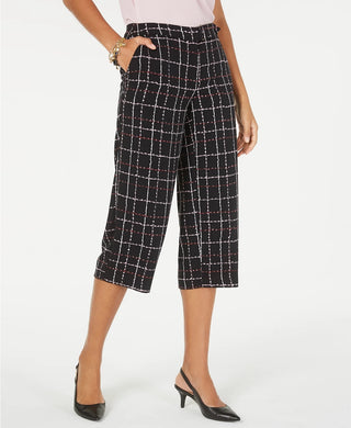 Alfani Women's Petite Printed Belted Culottes Black Size 0