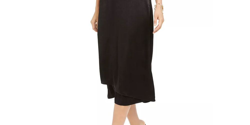 Alfani Women's Faux Wrap Skirt Black Size 6