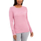 JM Women's Collection Button-Cuff Crewneck Sweater Med Pink Size Large