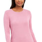JM Women's Collection Button-Cuff Crewneck Sweater Med Pink Size Large