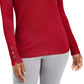 JM Collection Women's Button-Cuff Crewneck Sweater Red Size Large