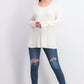 JM Women's Collection Button-Cuff Crewneck Sweater Natural Size Extra Large