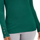 JM Collection Women's Petite Button-Cuff Crewneck Sweater Dark Green Size Petite Medium