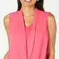 Alfani  Women's Petite Sleeveless Draped-Front Top Med Pink Size Medium