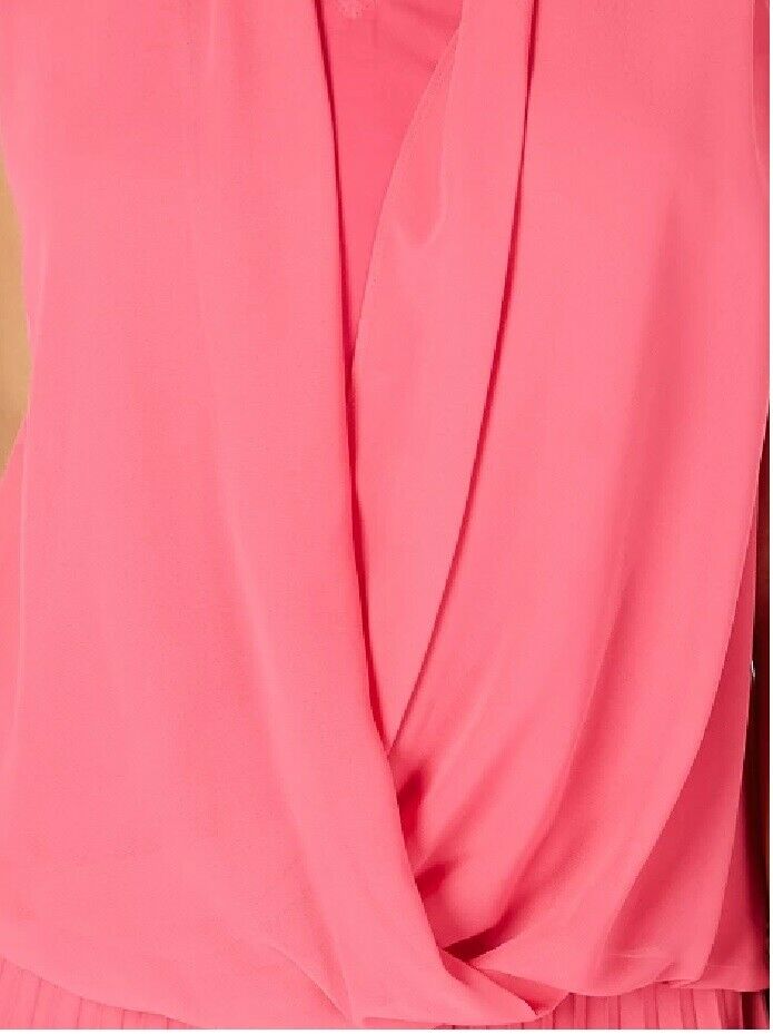Alfani  Women's Petite Sleeveless Draped-Front Top Med Pink Size Medium
