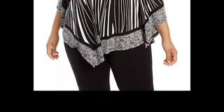 Alfani Women's Plus Size V-Hem Blouse Black Size 3X