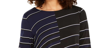 Alfani Women's Printed High Low Tunic Navy Size Small