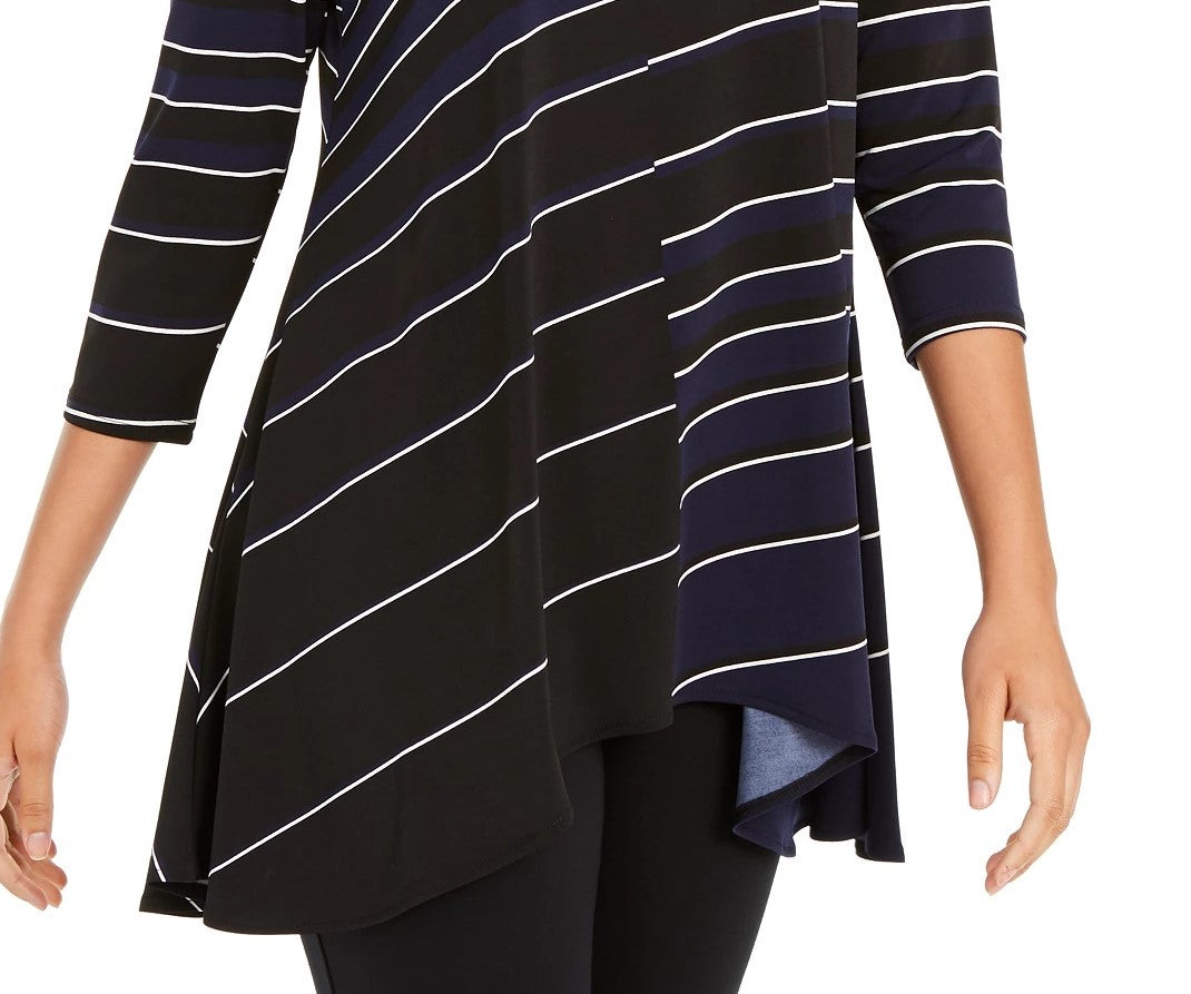 Alfani Women's Printed High Low Tunic Navy Size Small