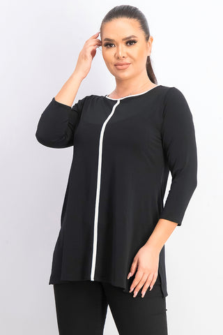 Alfani Women's Petite Piped Tunic Black Size Medium
