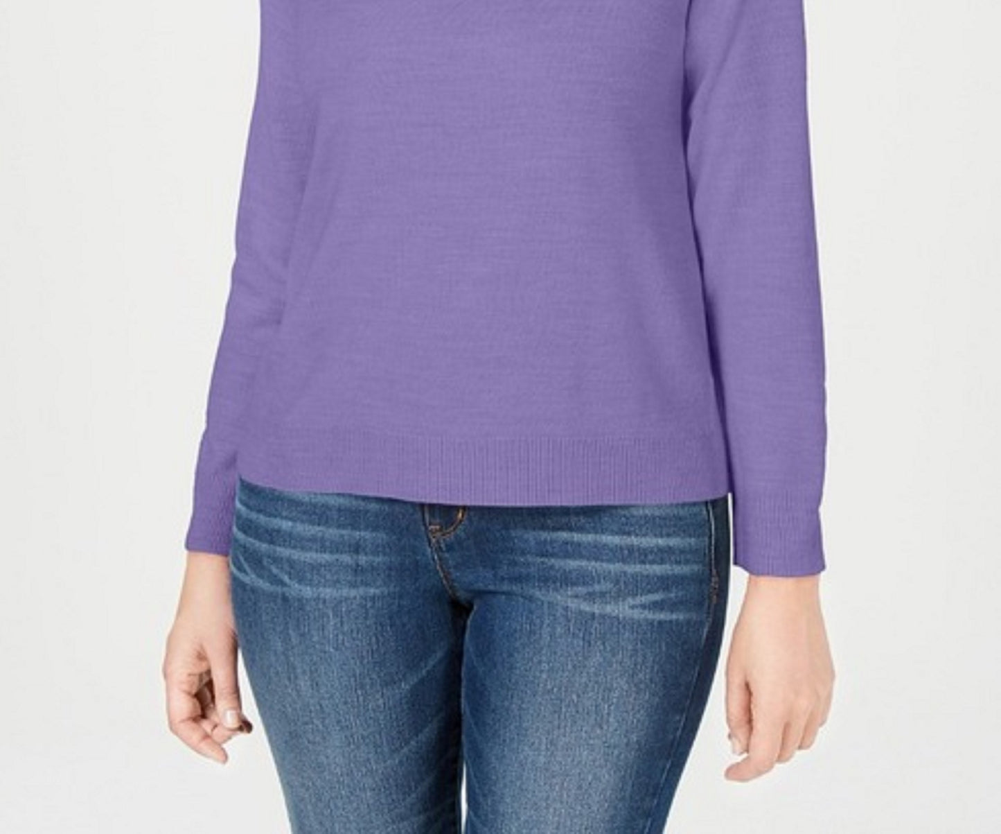 Karen Scott Women's Zip-Back Mock-Neck Sweater Med Purple Size Large