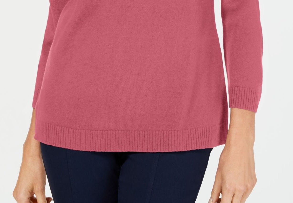 Karen Scott Women's V-Neck Sweater Pink Size X-Small