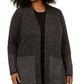 Karen Scott Women's Plus Size Patterned-Border Cardigan Sweater Black Size 1X