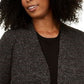 Karen Scott Women's Plus Size Patterned-Border Cardigan Sweater Black Size 1X
