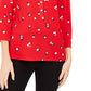 Charter Club Women's 3/4 Sleeve Printed Polo Top Wine Size Medium