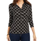 Charter Club Women's Plaid Polo Shirt Black Size Large