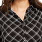 Charter Club Women's Plaid Polo Shirt Black Size Large
