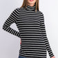 Charter Club Women's Striped Turtleneck Top Black Size Extra Large
