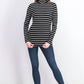 Charter Club Women's Striped Turtleneck Top Black Size Extra Large